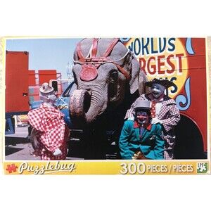 NEW Three Circus Clowns and Elephant 300 Piece Jigsaw Puzzle by Puzzlebug